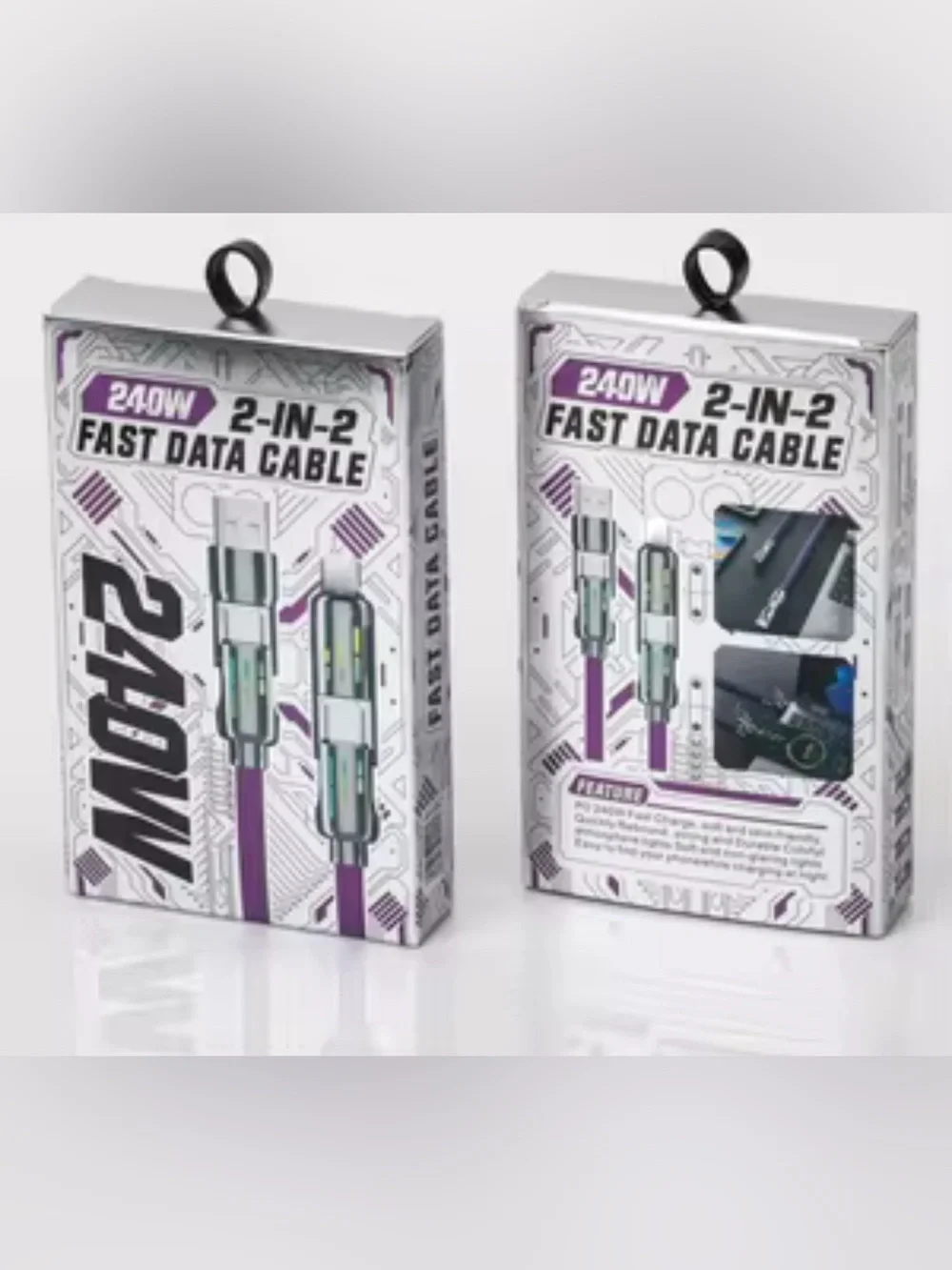 NEW 240W 2-in-2 Fast Data Cable Gray USB Charging Cable High Speed ⚡️